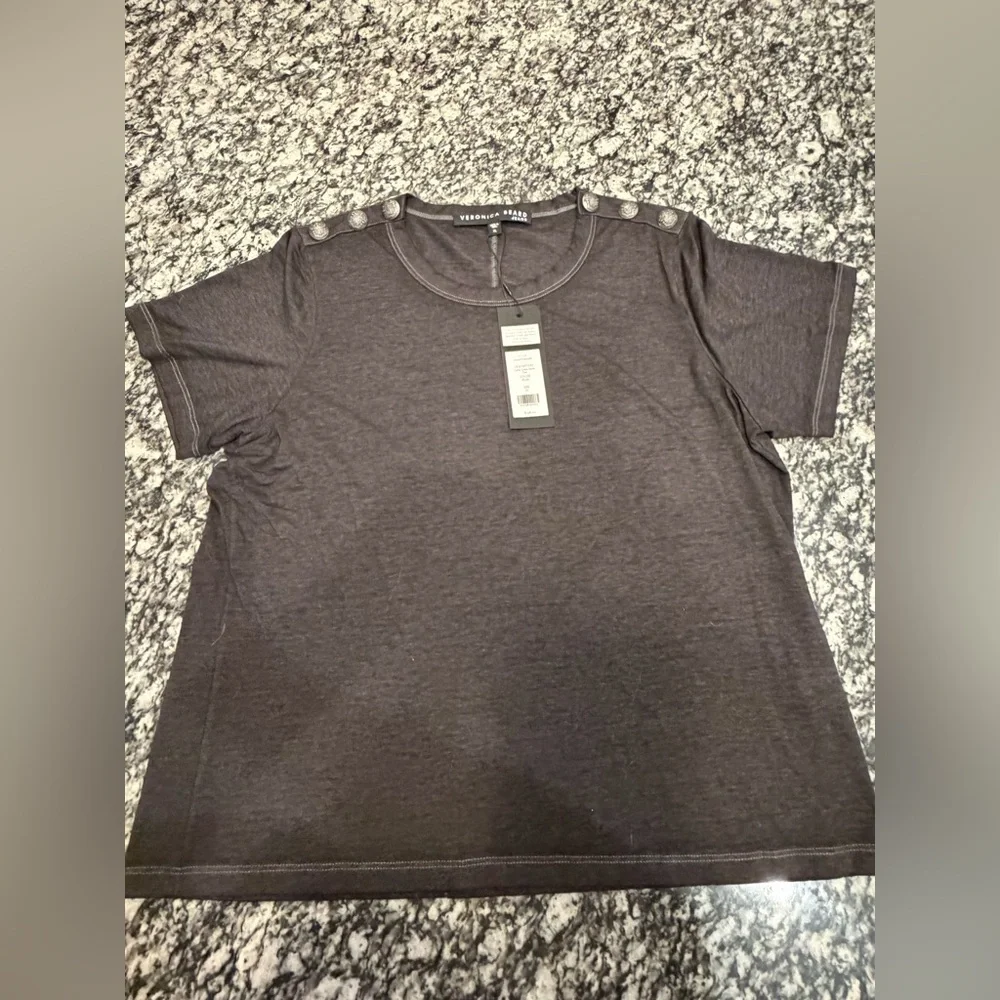 Veronica Beard Charcoal Short Sleeve Top - Picture 4 of 12